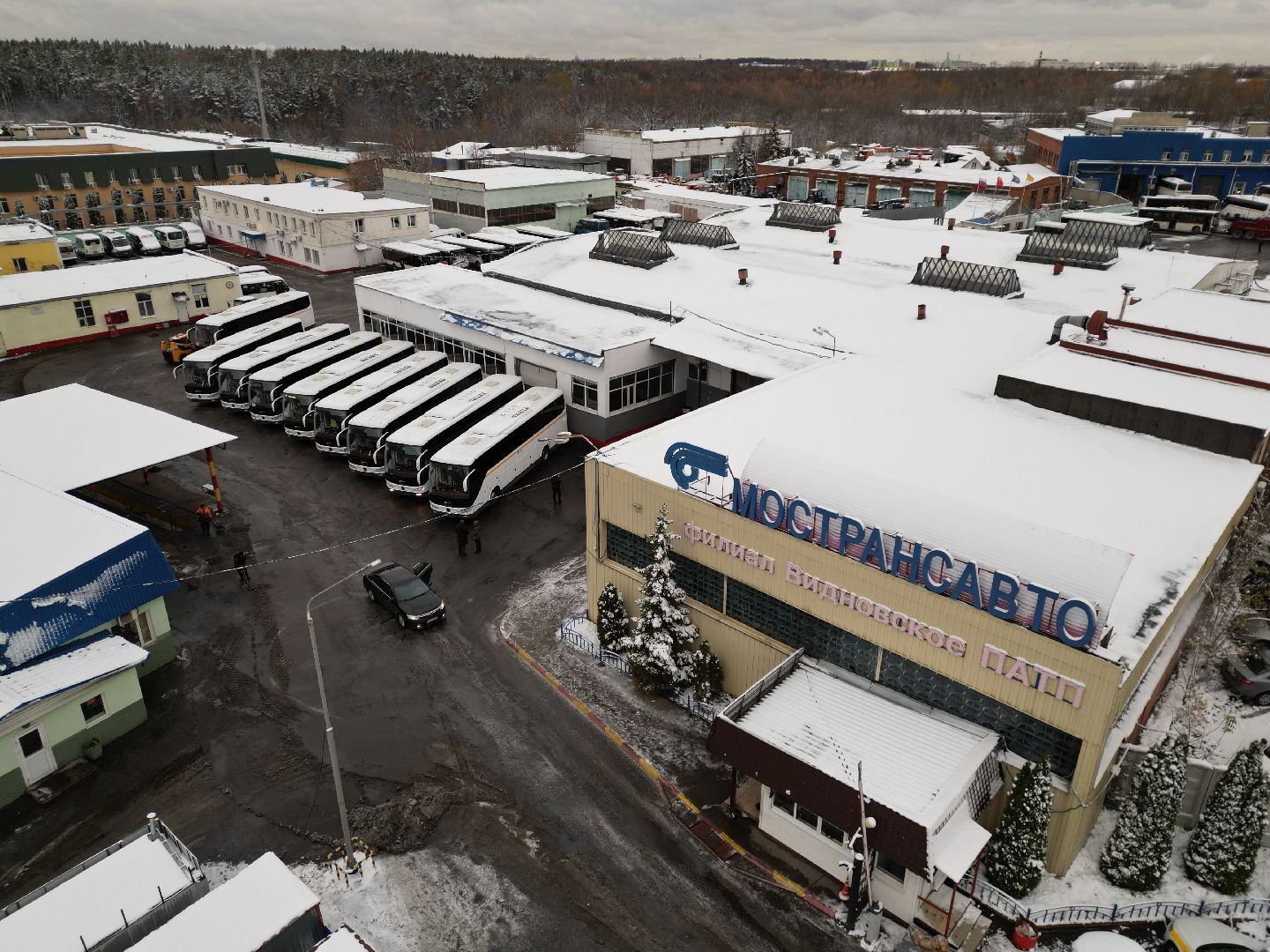 видео с коптера, автобусы, транспорт,