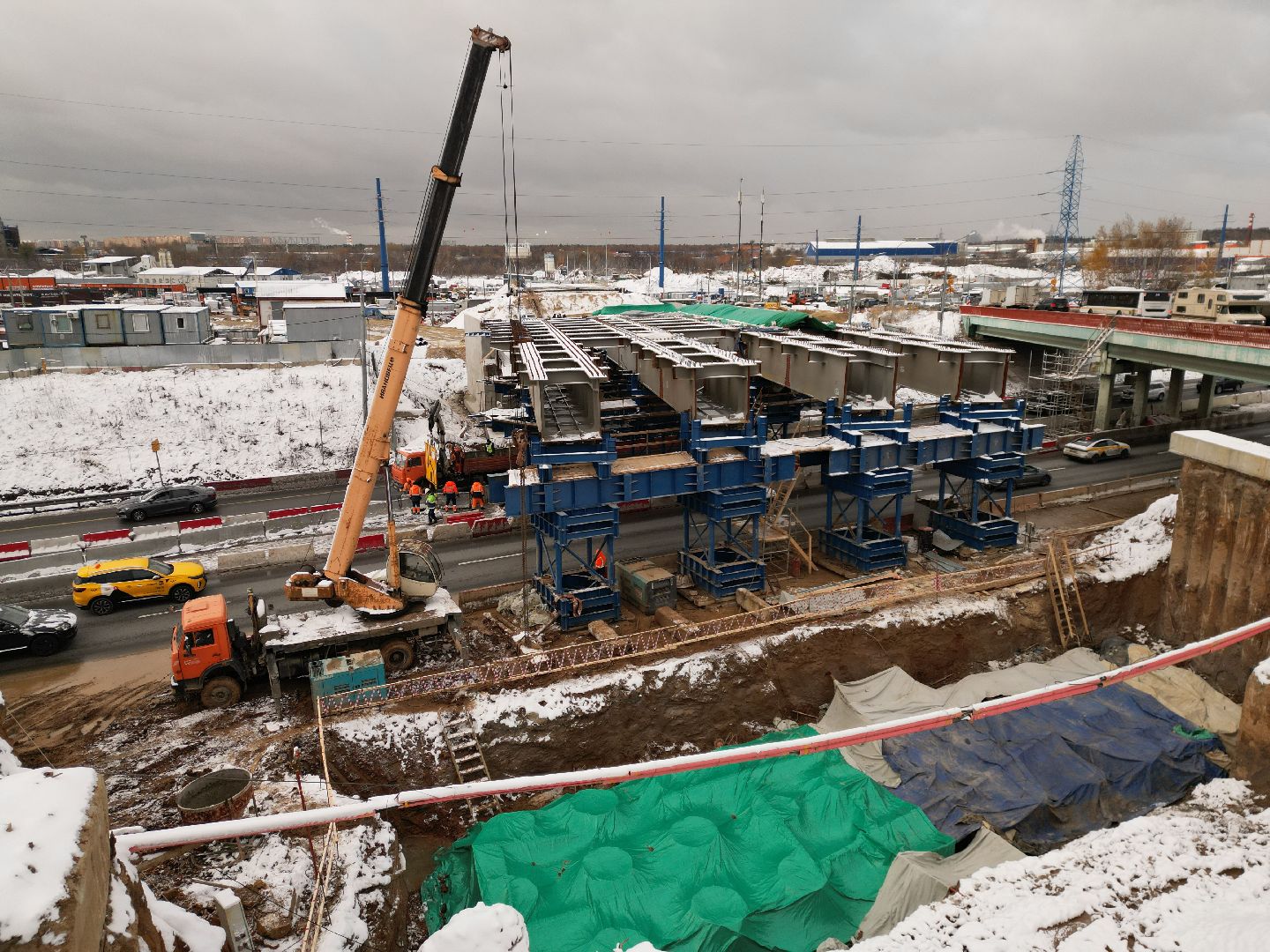 видео с коптера, дороги, строительство,