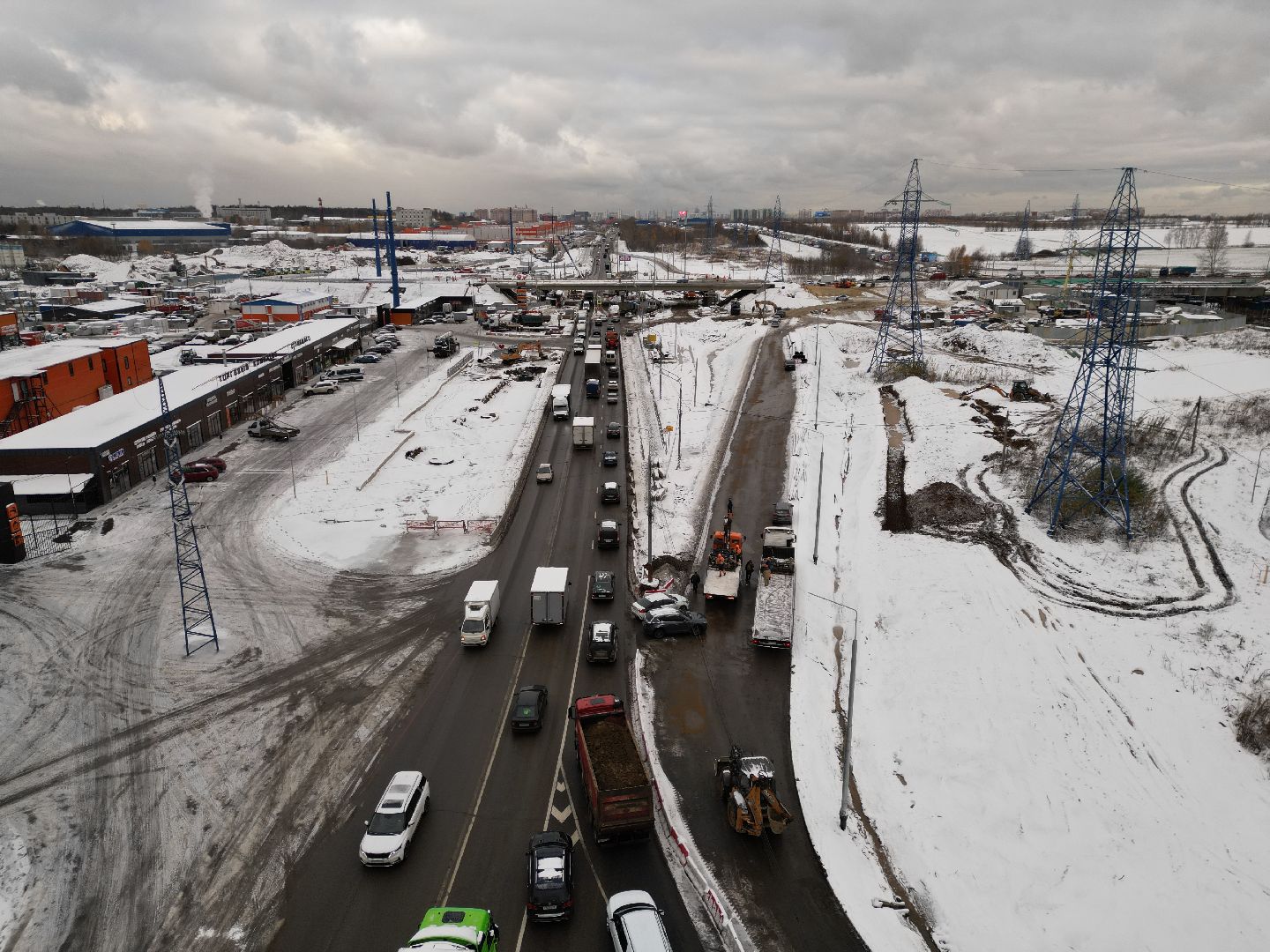 видео с коптера, дороги, строительство,