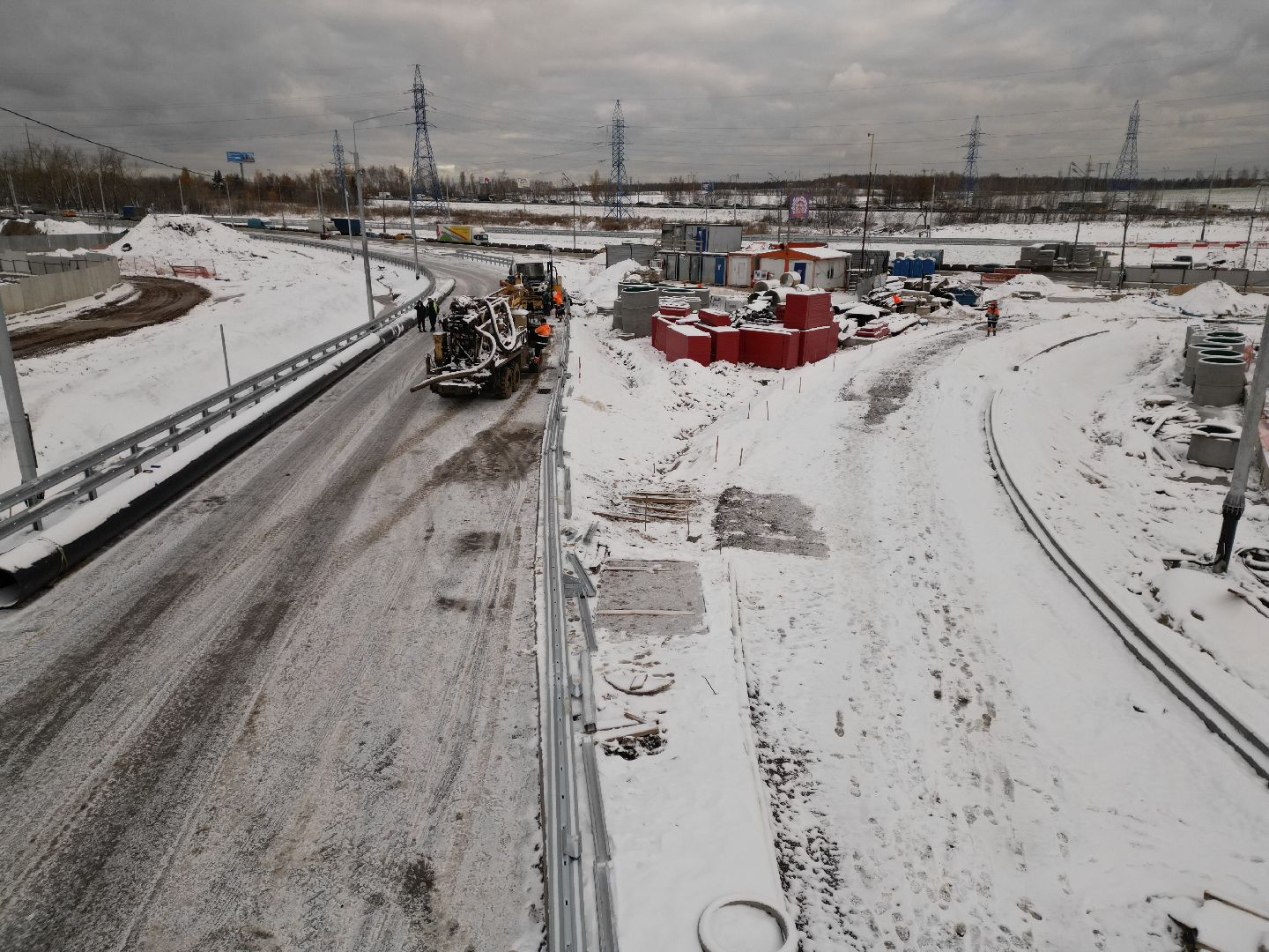 видео с коптера, дороги, строительство,
