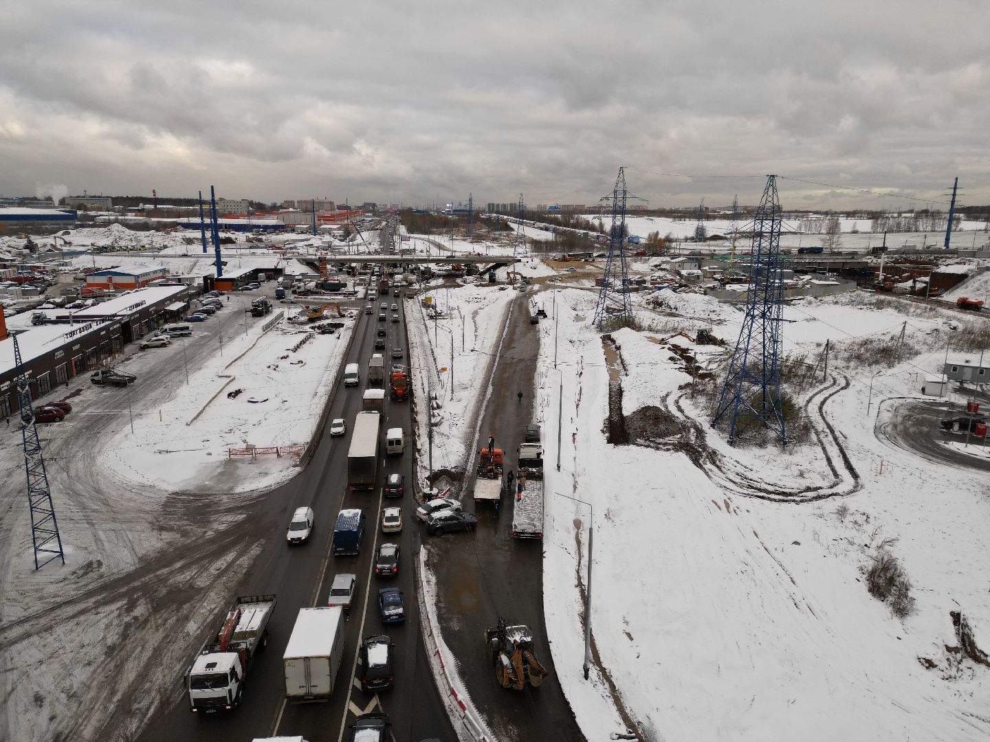 видео с коптера, дороги, строительство,