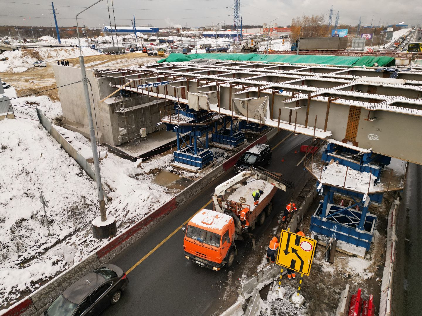видео с коптера, дороги, строительство,