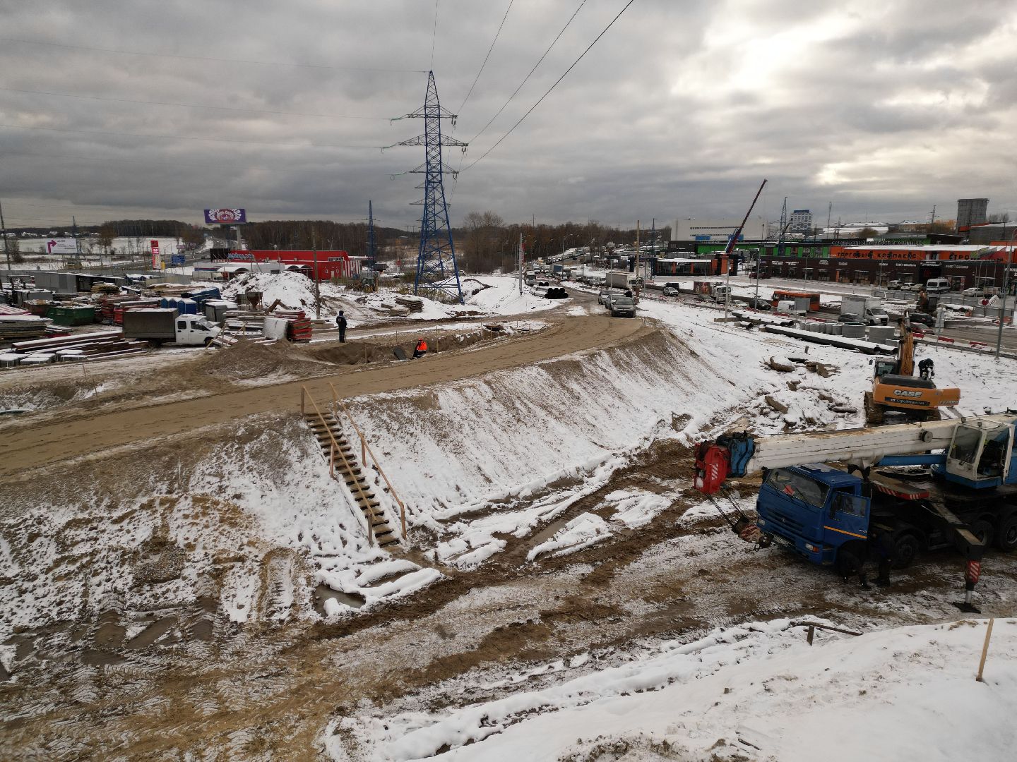 видео с коптера, дороги, строительство,