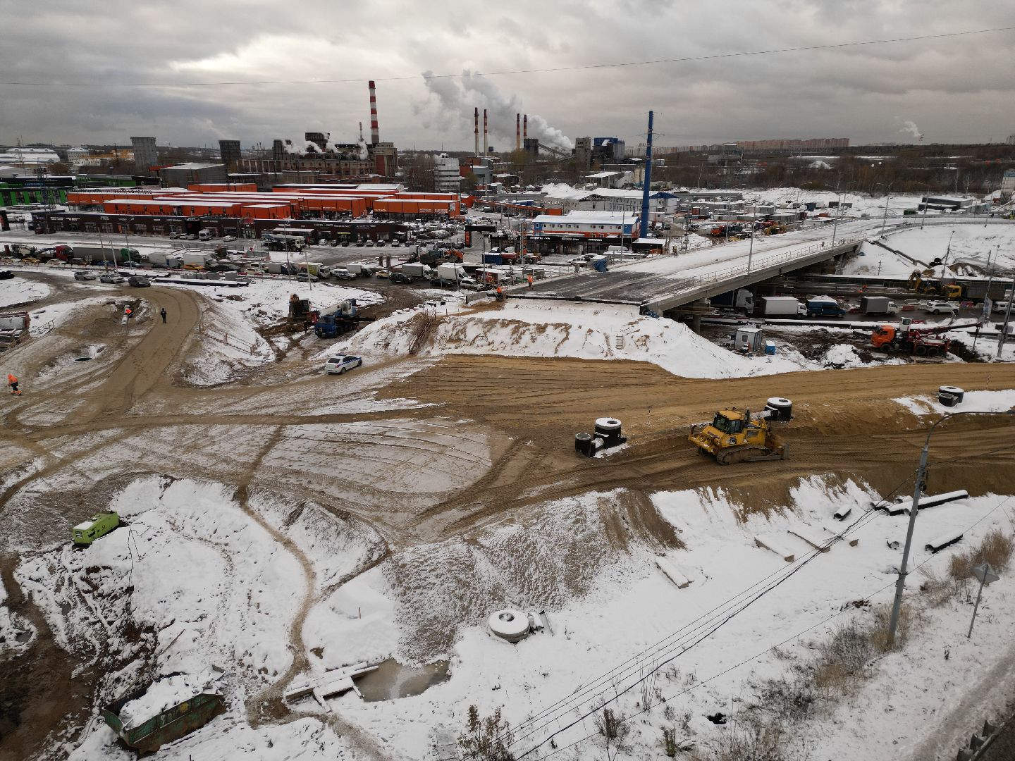 видео с коптера, дороги, строительство,