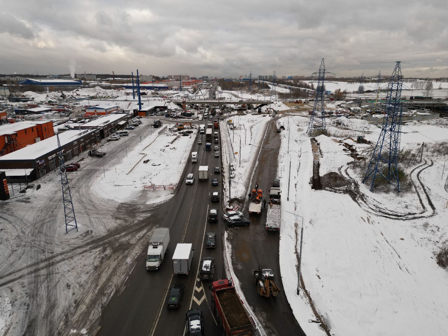 видео с коптера, дороги, строительство,