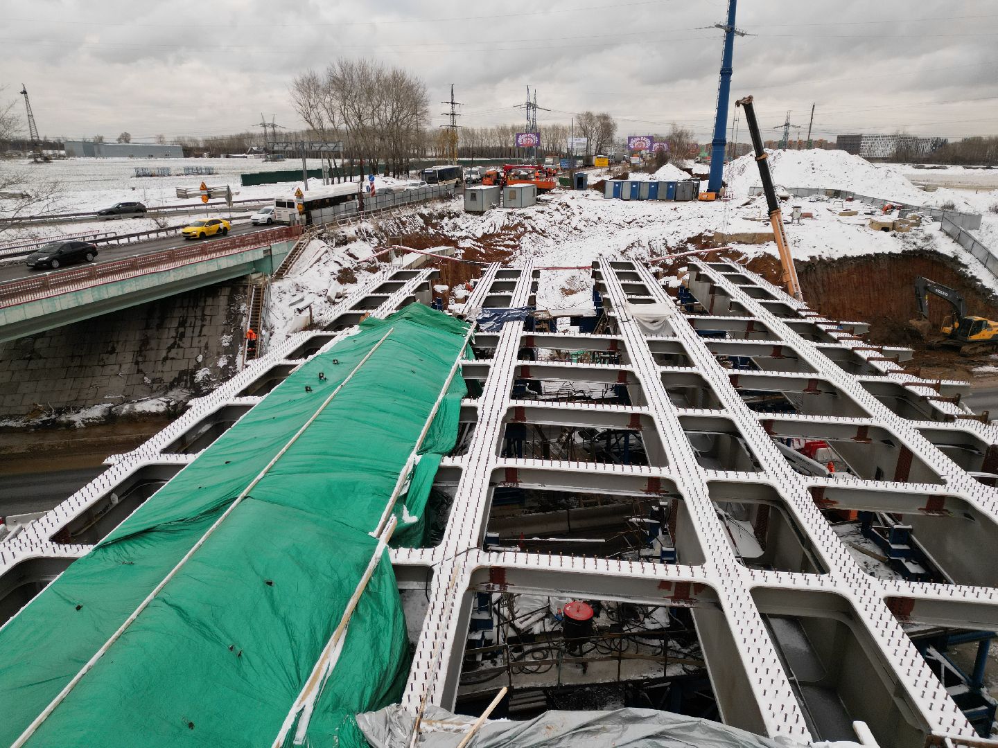 видео с коптера, дороги, строительство,