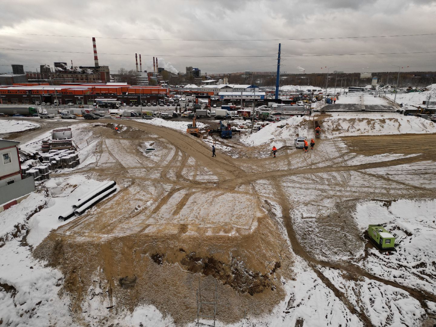 видео с коптера, дороги, строительство,