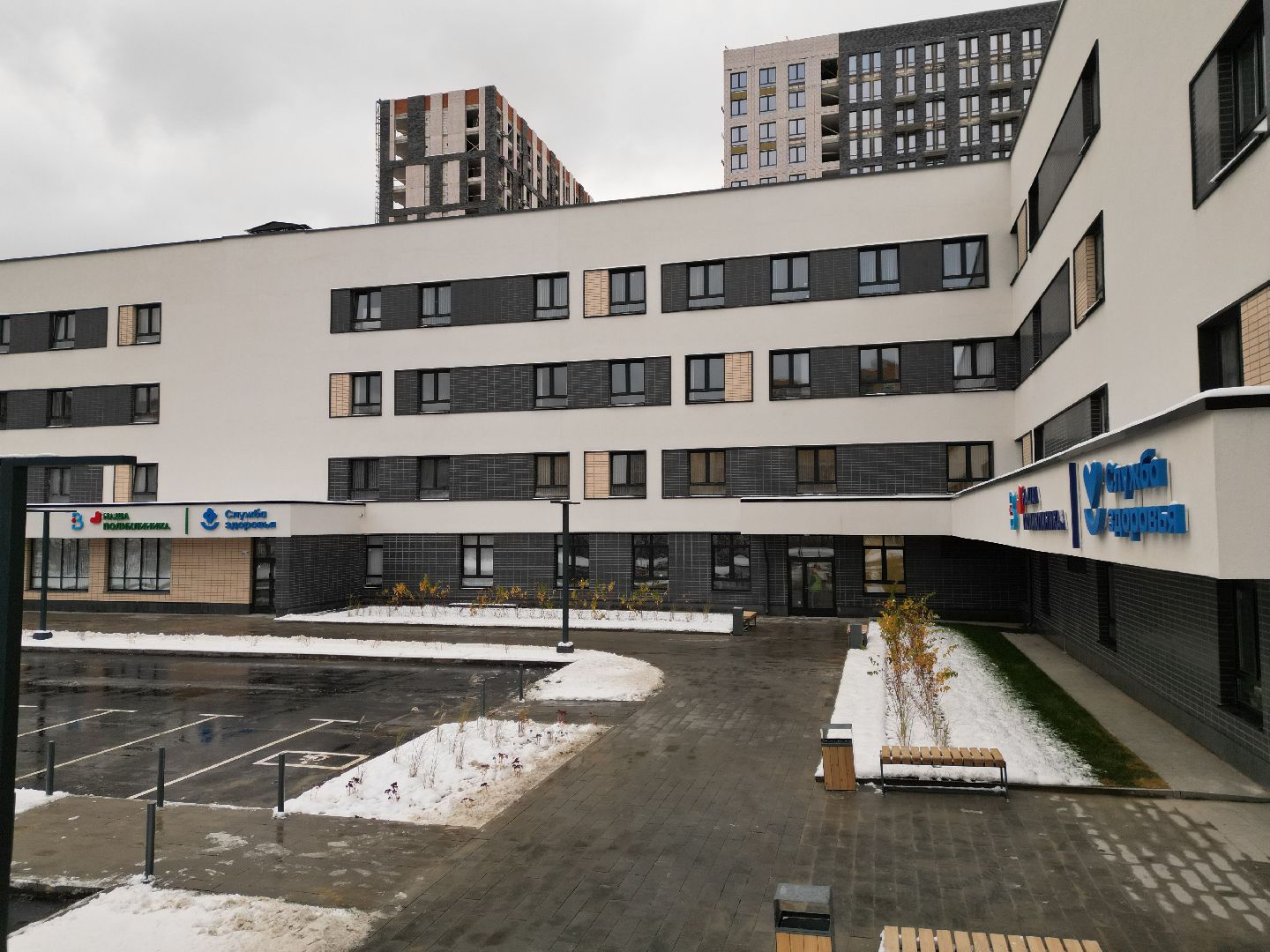 видео с коптера, поликлиника, строительство,