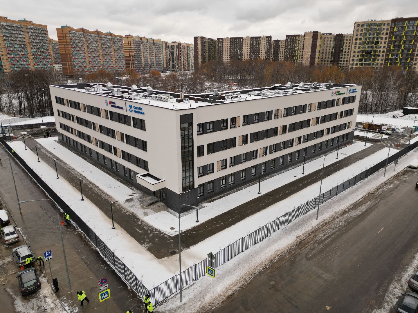 видео с коптера, поликлиника, строительство,