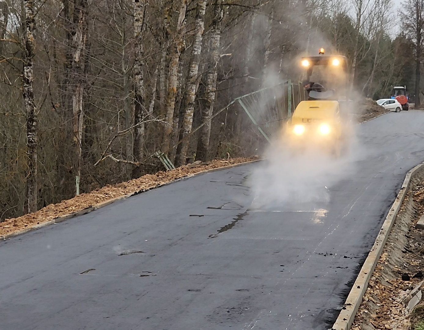 Дубна, дубненская кругосветка, Велодорожка, укладка асфальта, вертикалки,