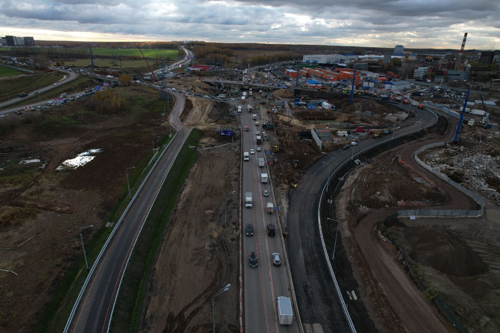 видео с коптера, дороги, строительство,