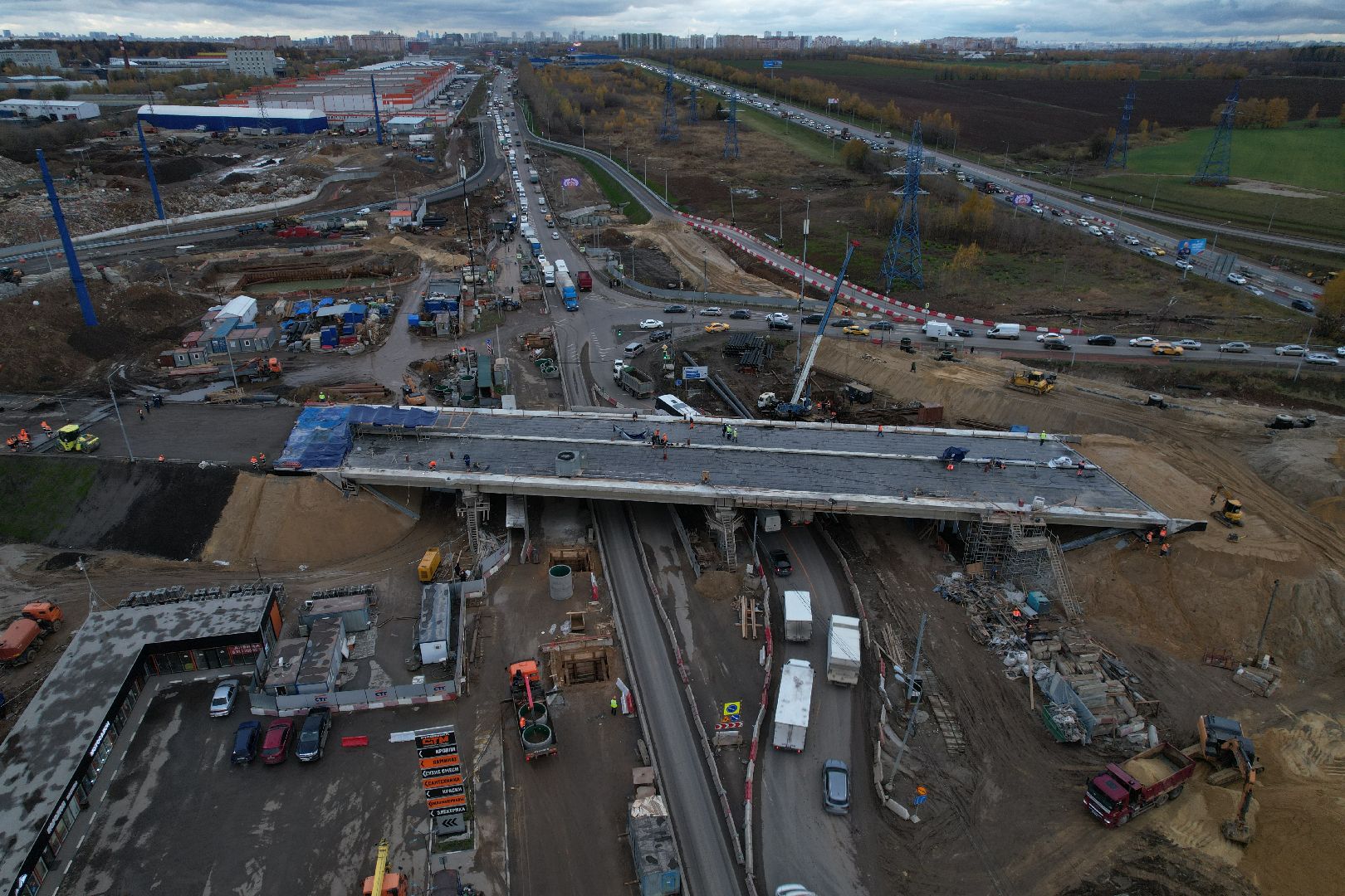 видео с коптера, дороги, строительство,