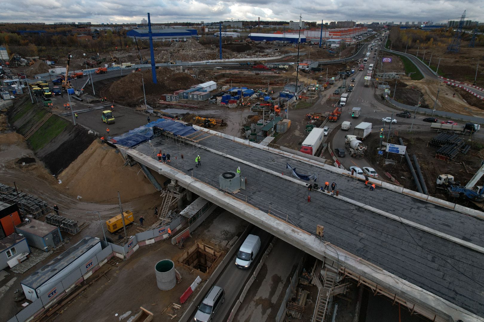 видео с коптера, дороги, строительство,