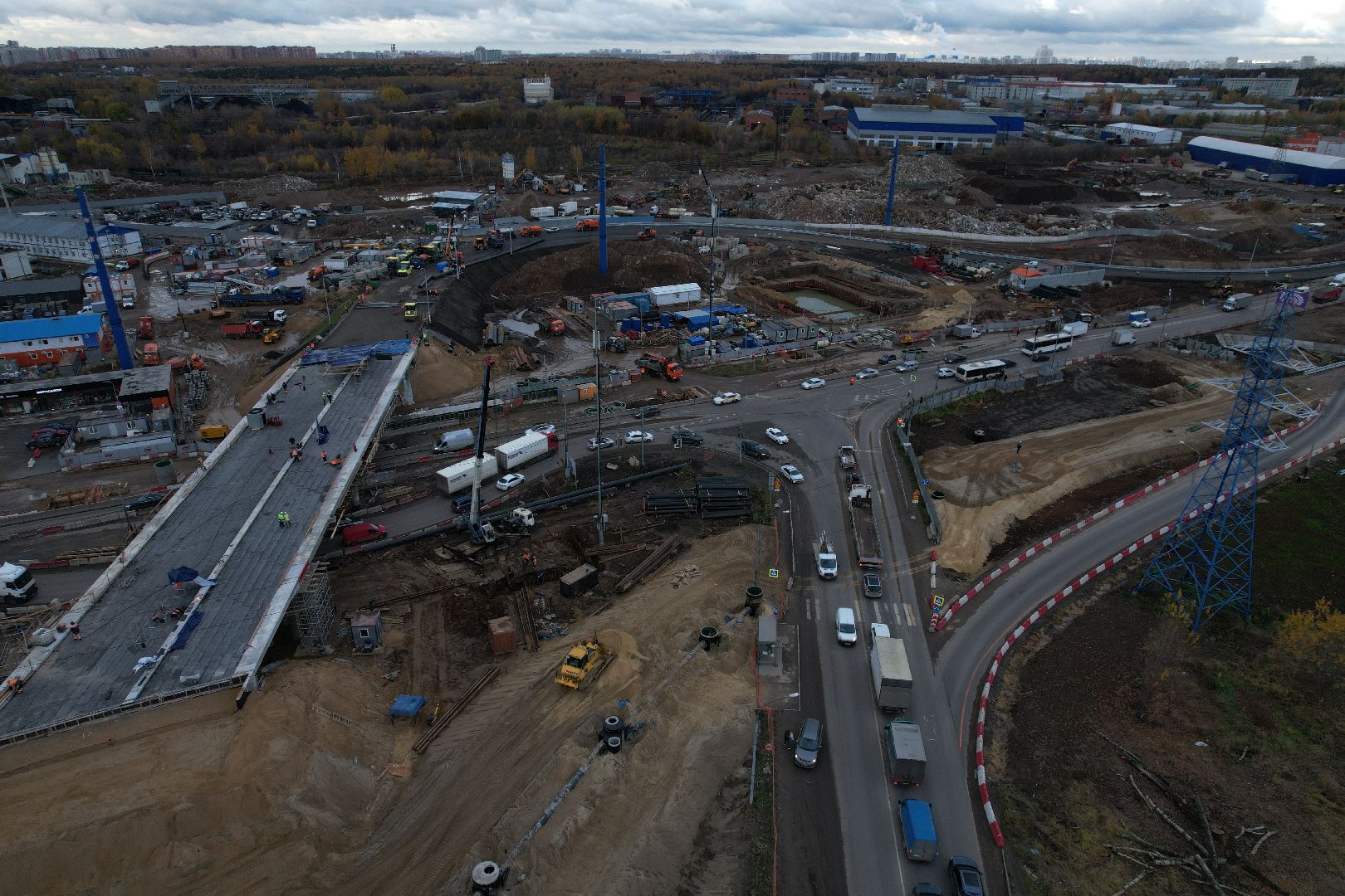 видео с коптера, дороги, строительство,