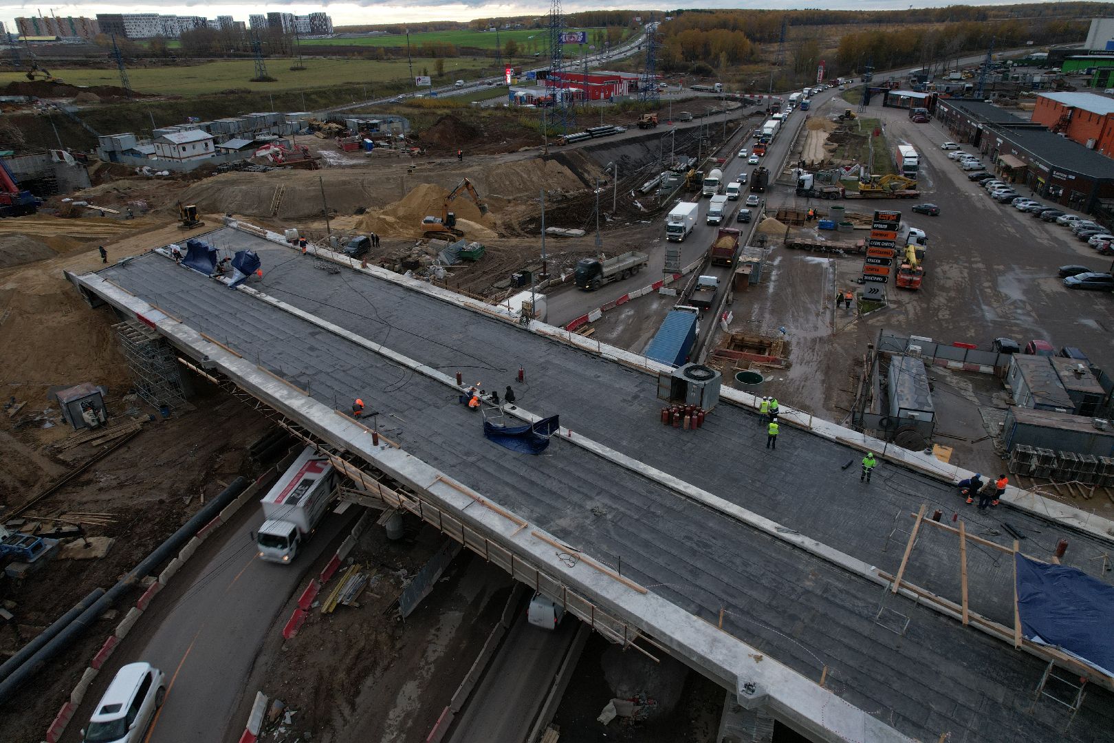 видео с коптера, дороги, строительство,