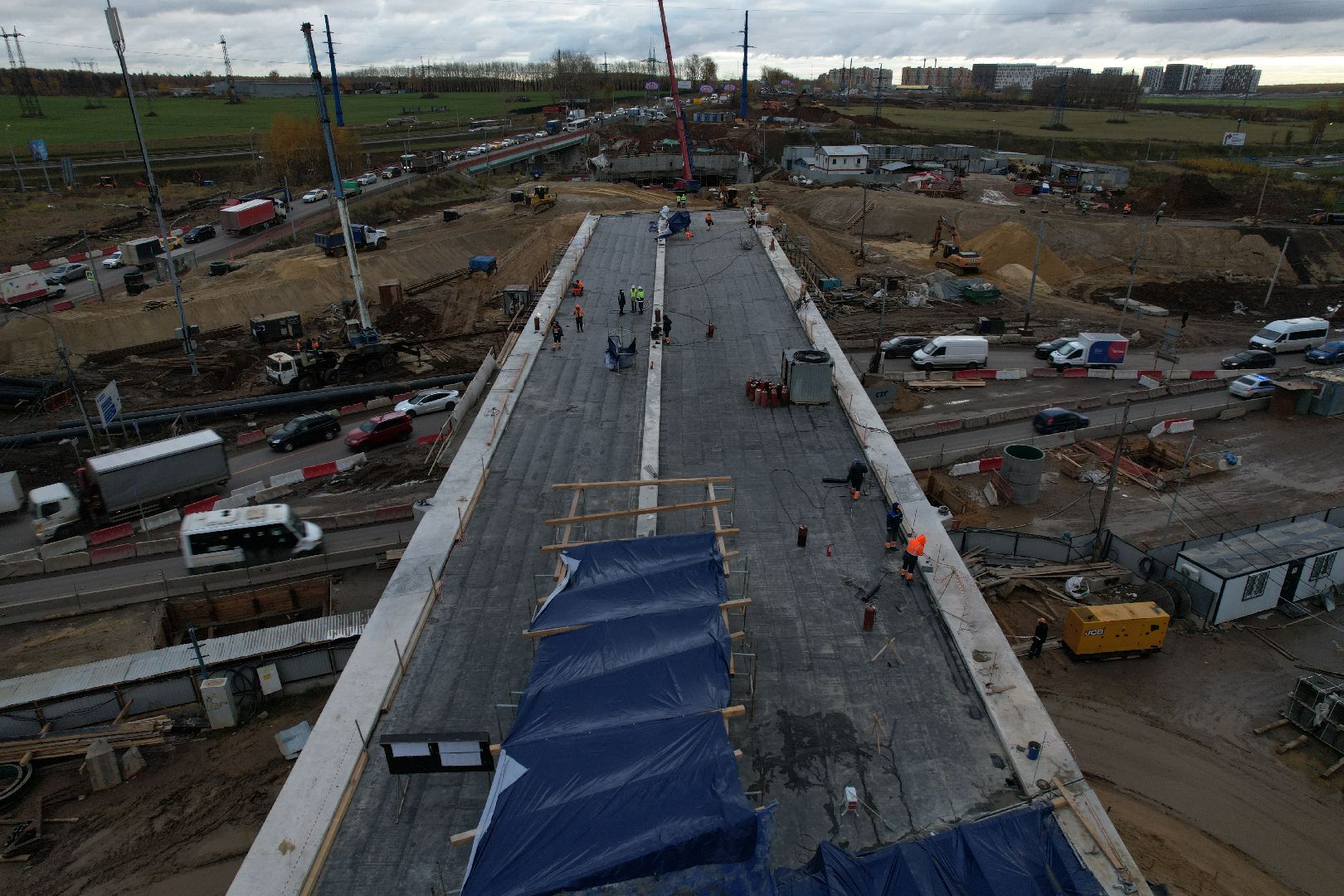 видео с коптера, дороги, строительство,
