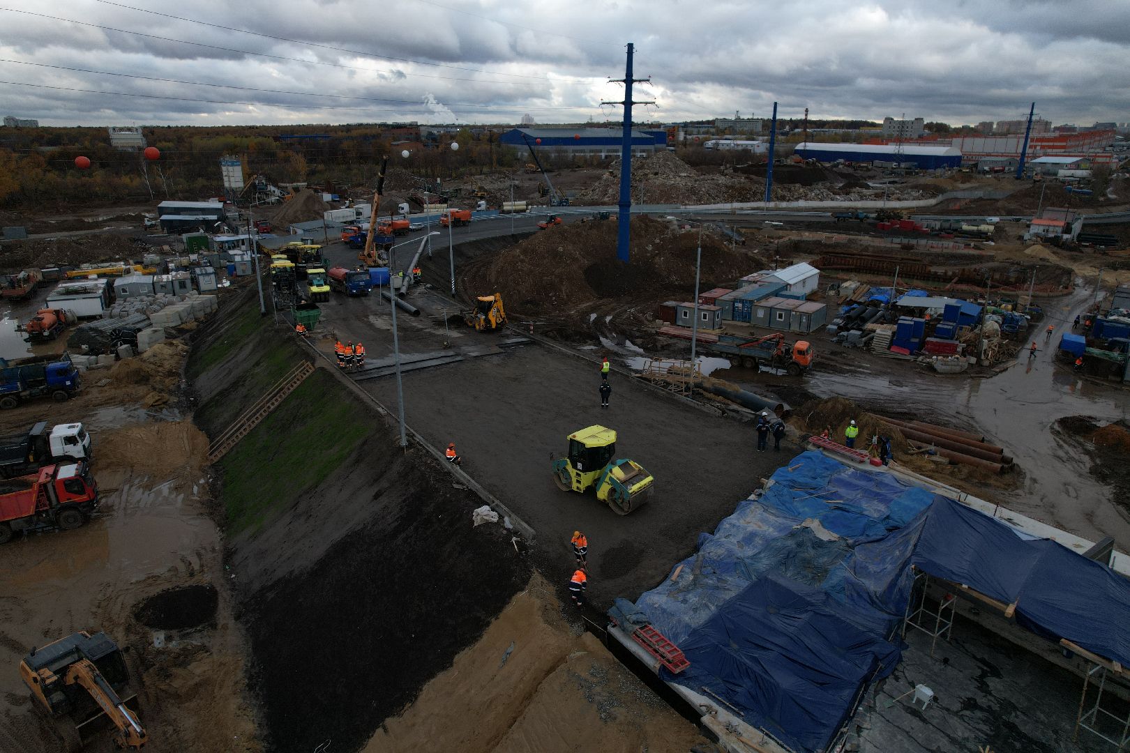 видео с коптера, дороги, строительство,