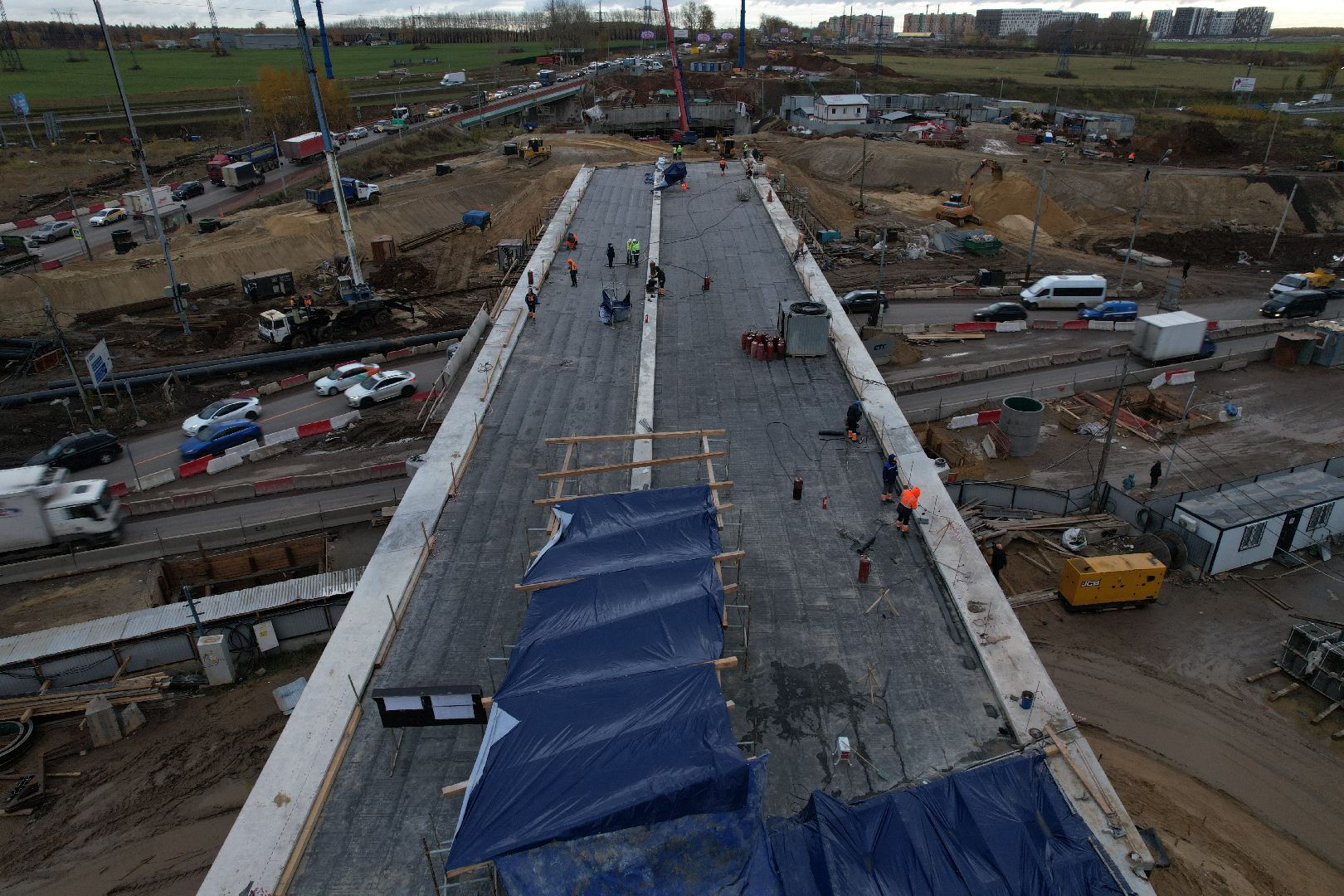 видео с коптера, дороги, строительство,