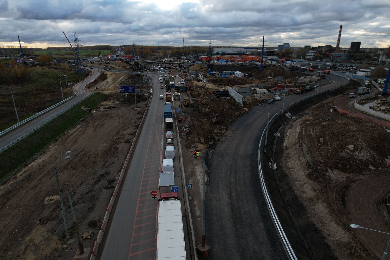 видео с коптера, дороги, строительство,