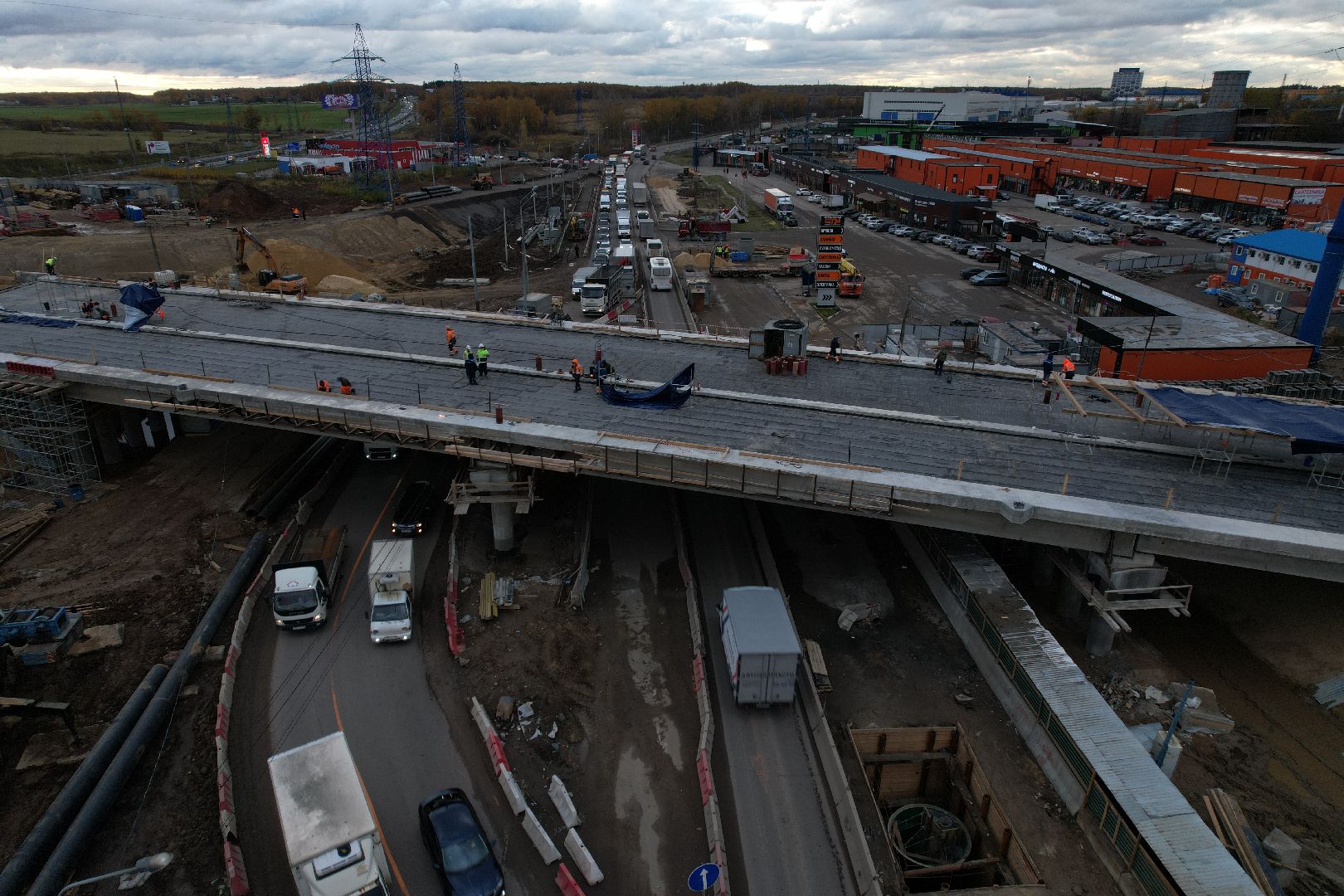видео с коптера, дороги, строительство,