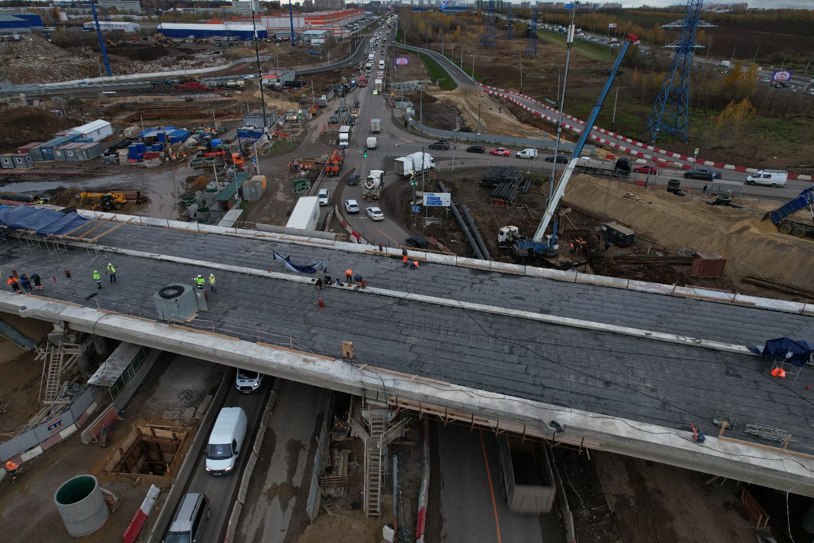 видео с коптера, дороги, строительство,