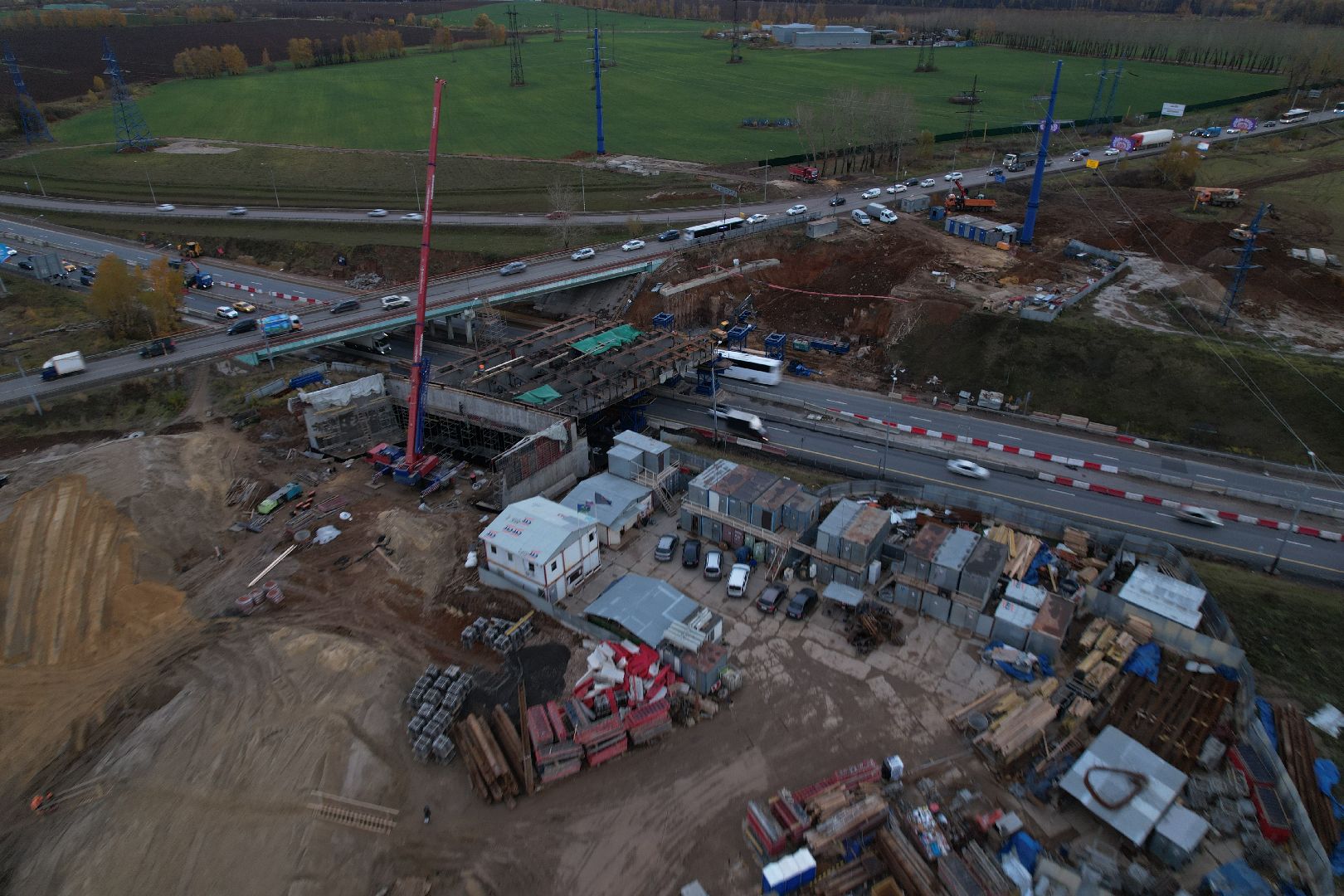 видео с коптера, дороги, строительство,