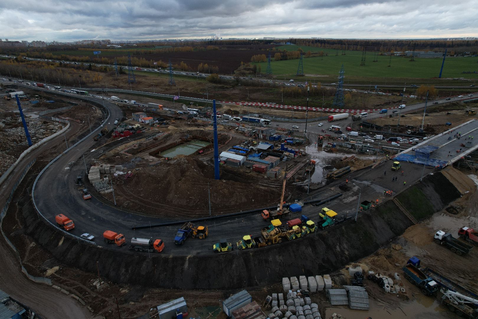 видео с коптера, дороги, строительство,