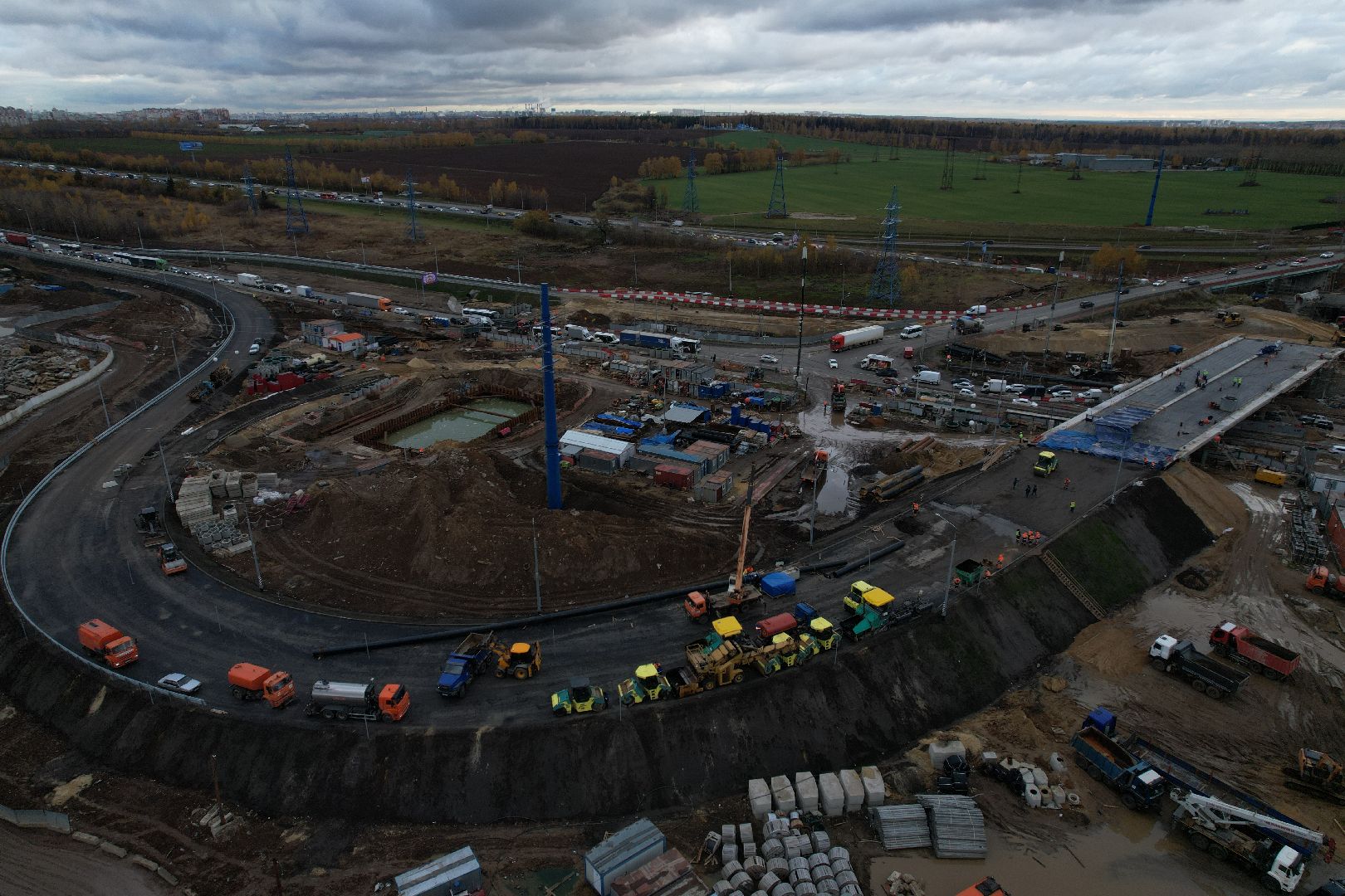видео с коптера, дороги, строительство,
