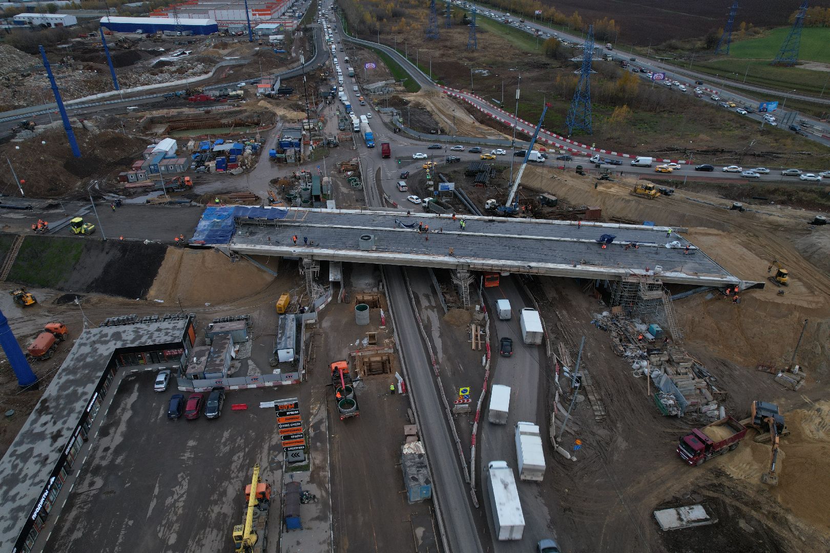 видео с коптера, дороги, строительство,