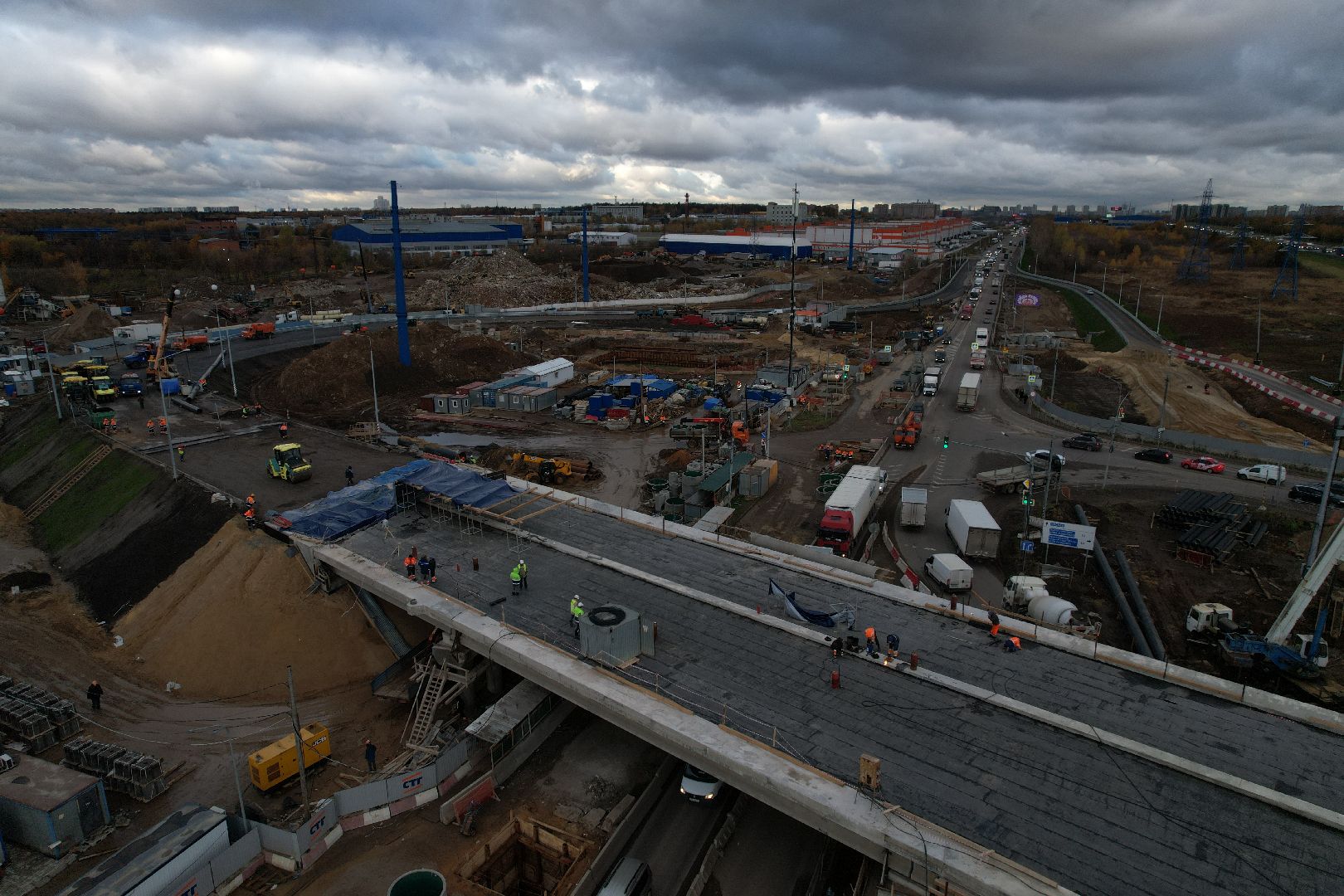 видео с коптера, дороги, строительство,