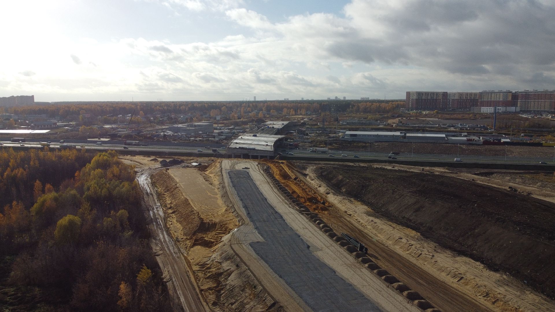 видео с коптера, строительство, дороги,