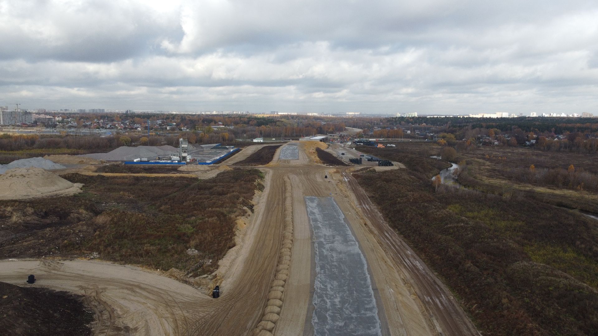 видео с коптера, строительство, дороги,