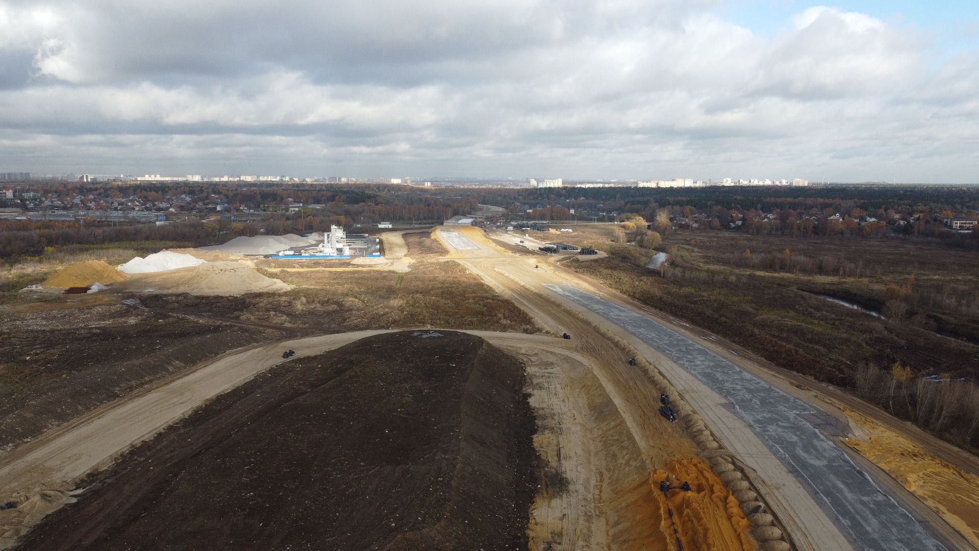 видео с коптера, строительство, дороги,