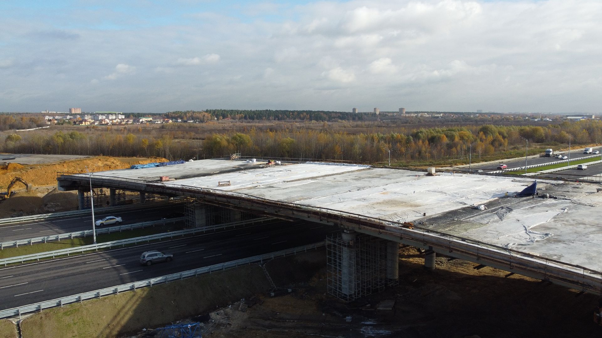 видео с коптера, строительство, дороги,