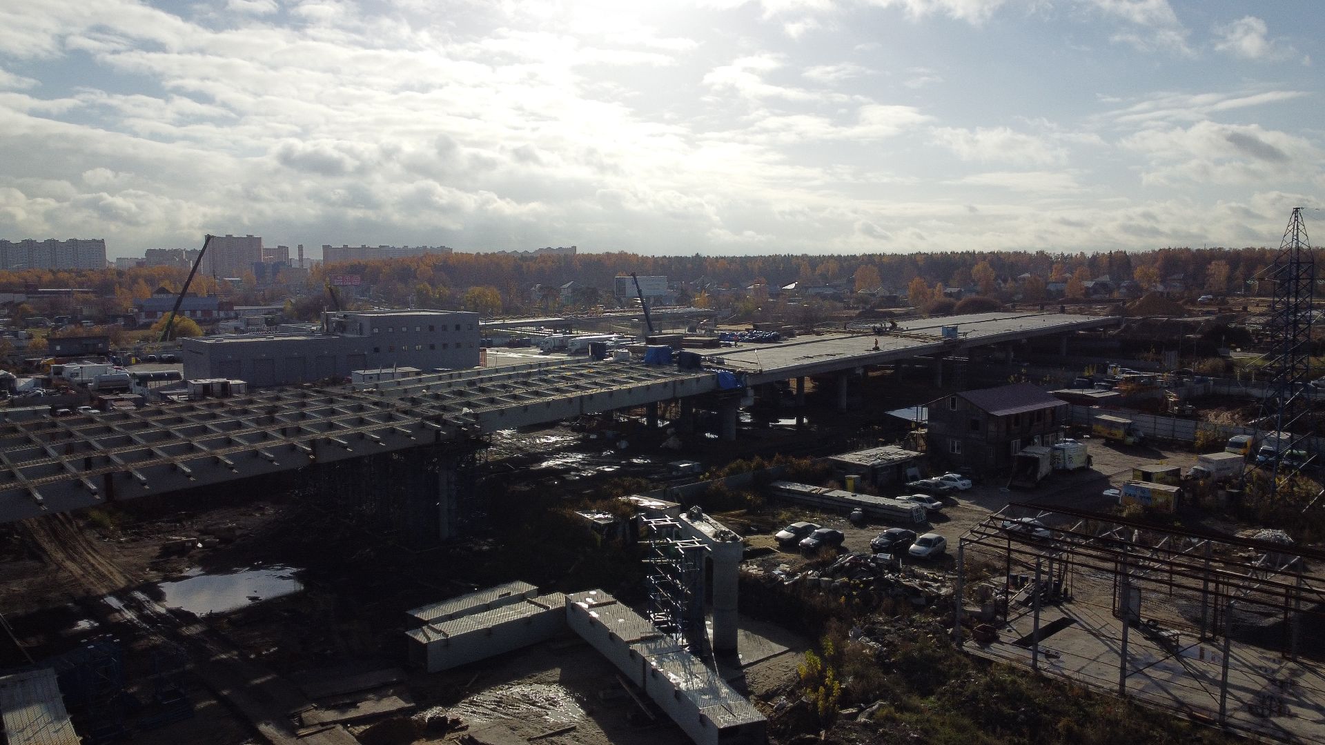 видео с коптера, строительство, дороги,