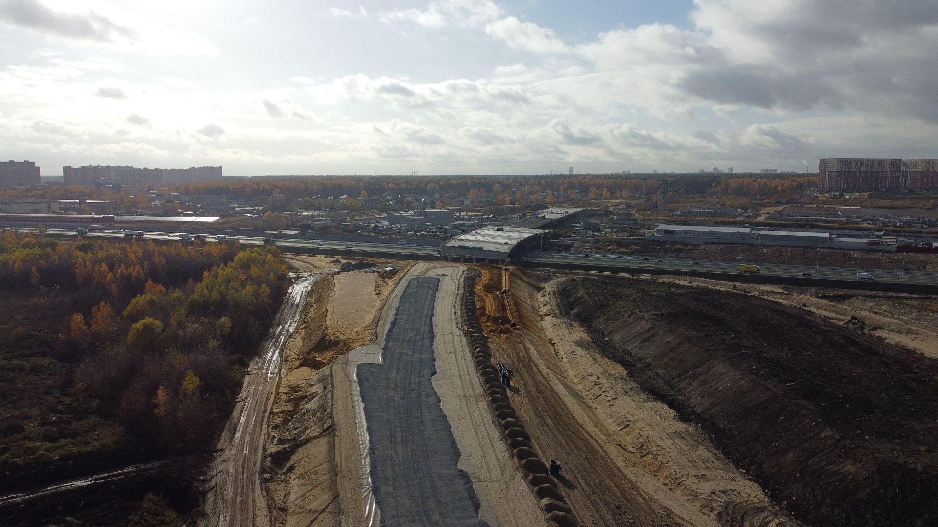 видео с коптера, строительство, дороги,