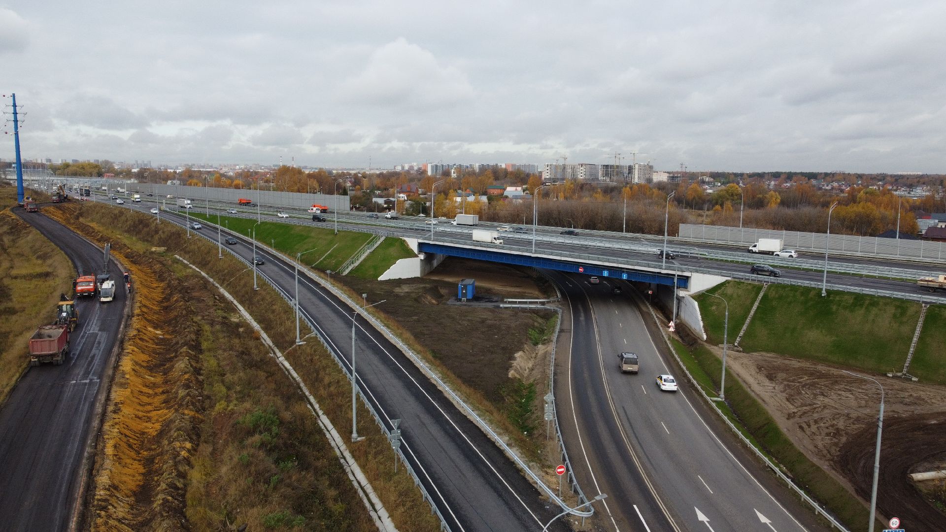 видео с коптера, строительство, дороги,