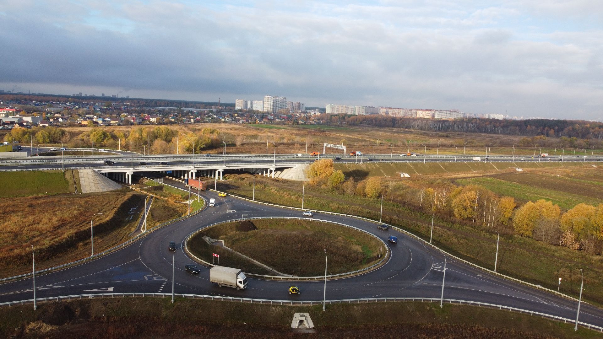 видео с коптера, строительство, дороги,