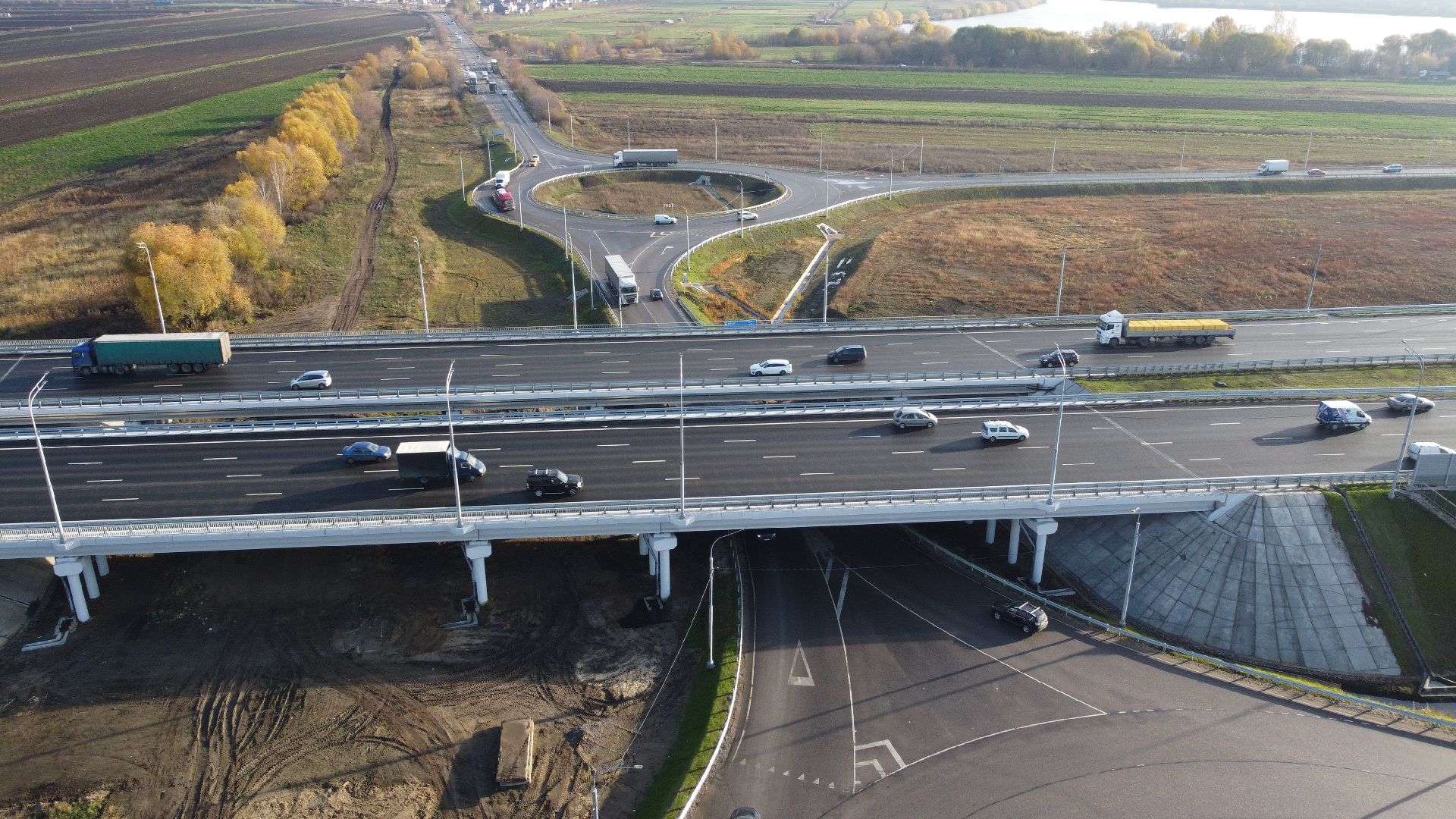 видео с коптера, строительство, дороги,