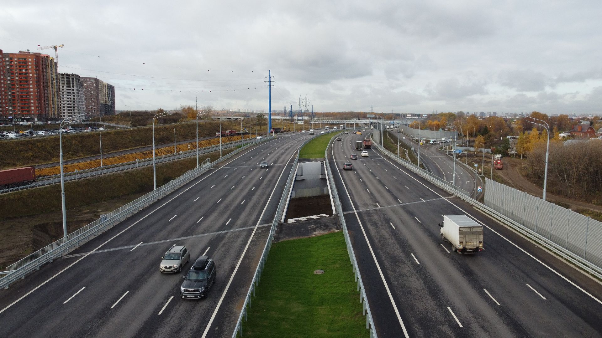 видео с коптера, строительство, дороги,