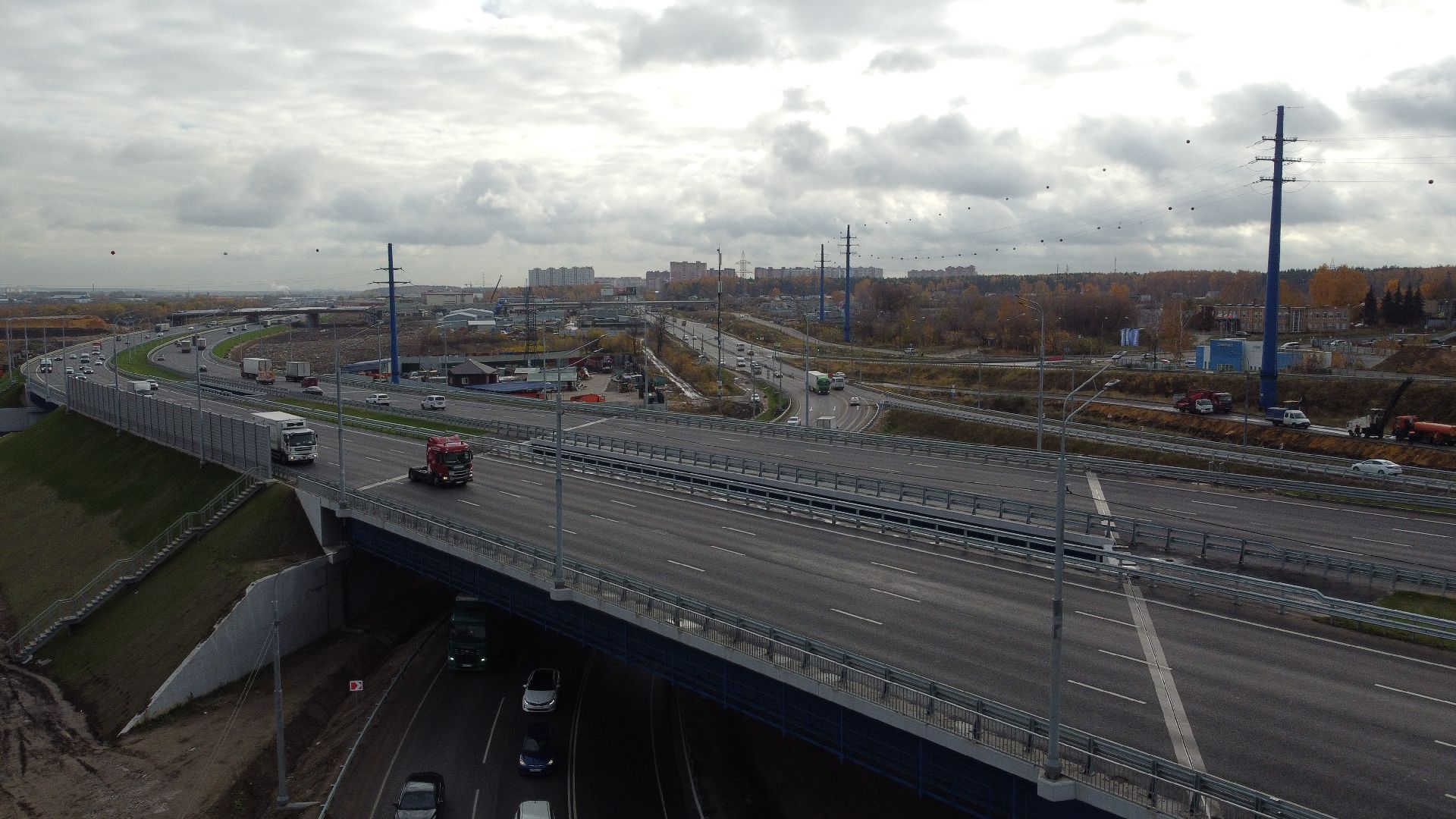 видео с коптера, строительство, дороги,