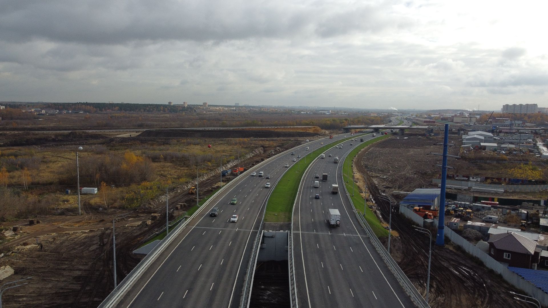 видео с коптера, строительство, дороги,