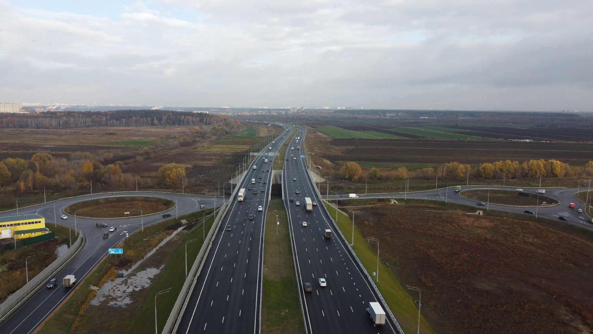 видео с коптера, строительство, дороги,