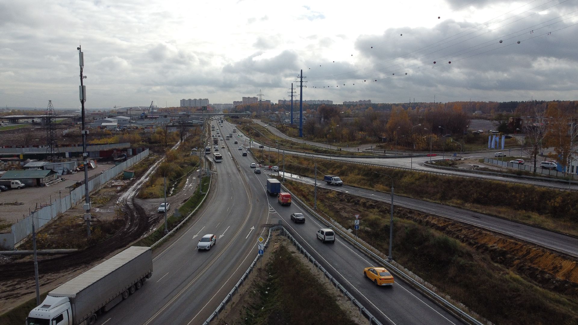 видео с коптера, строительство, дороги,