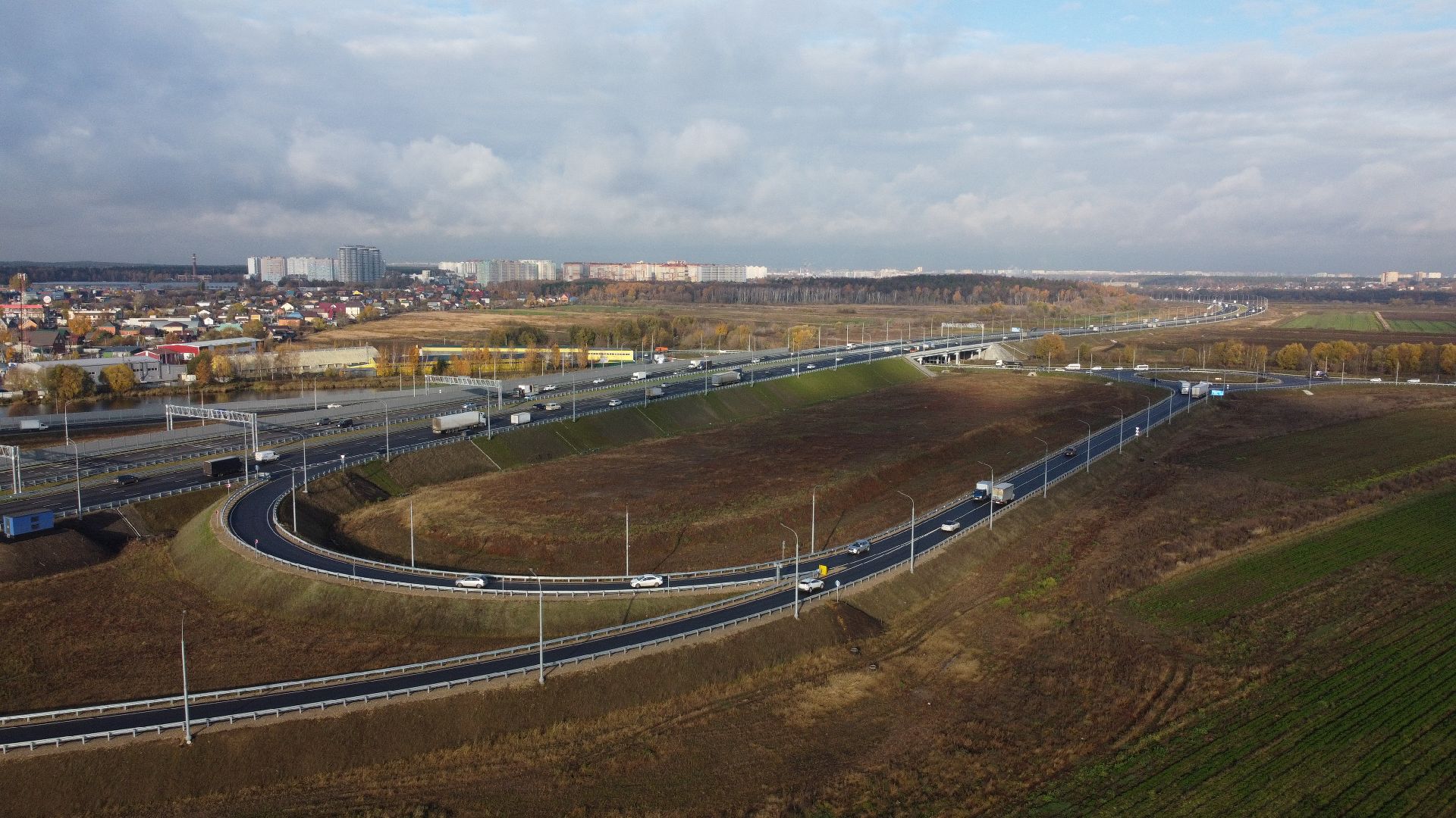 видео с коптера, строительство, дороги,