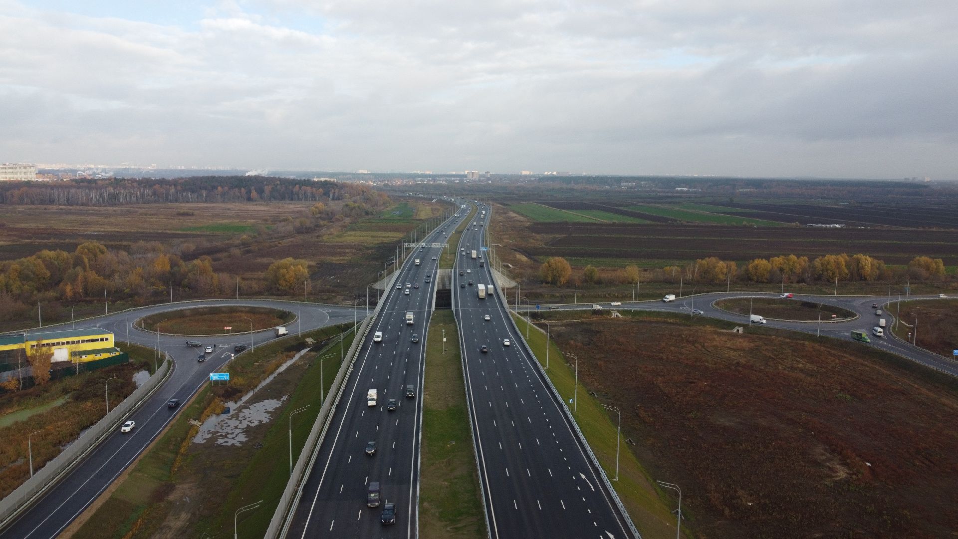 видео с коптера, строительство, дороги,