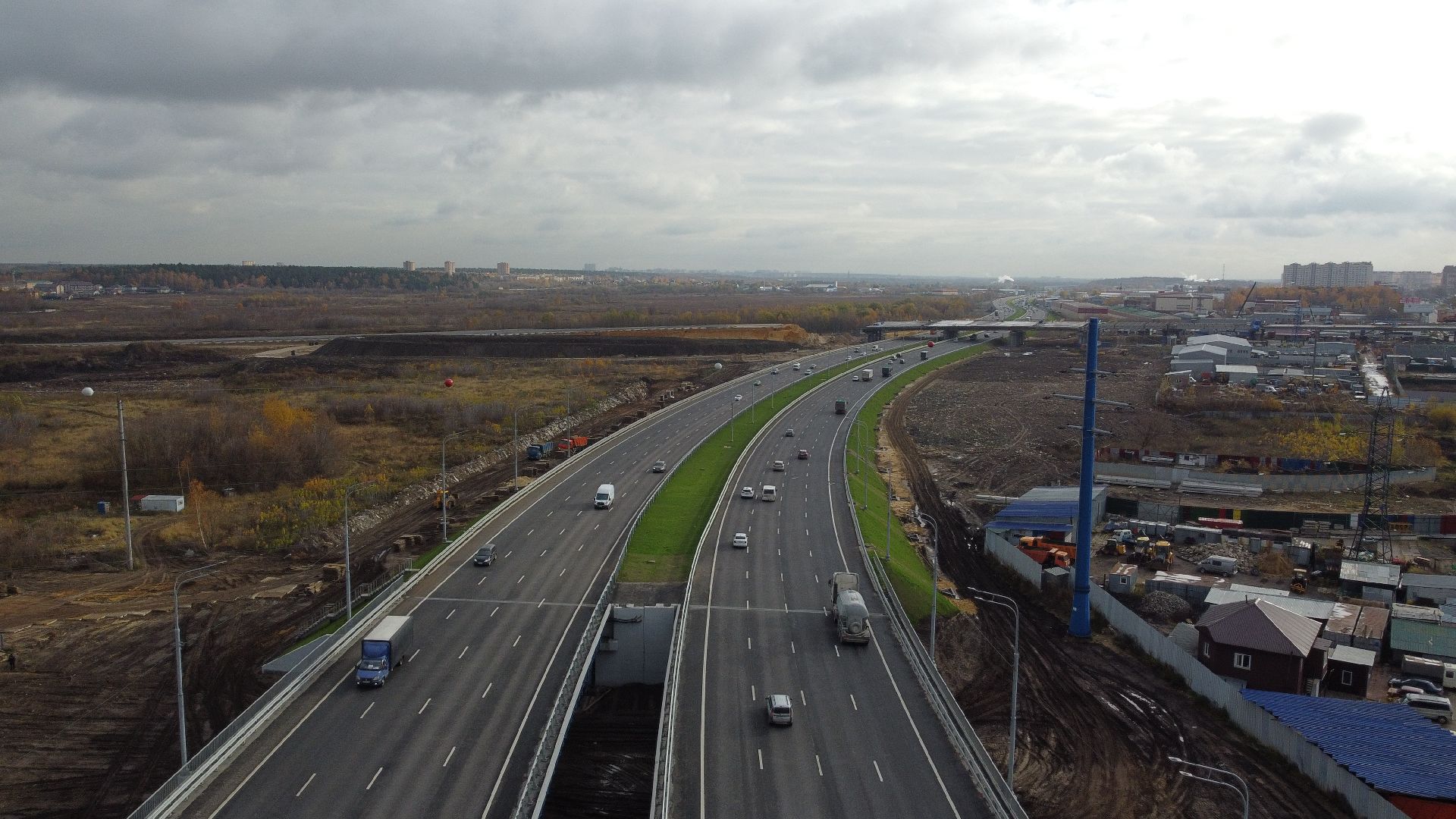видео с коптера, строительство, дороги,