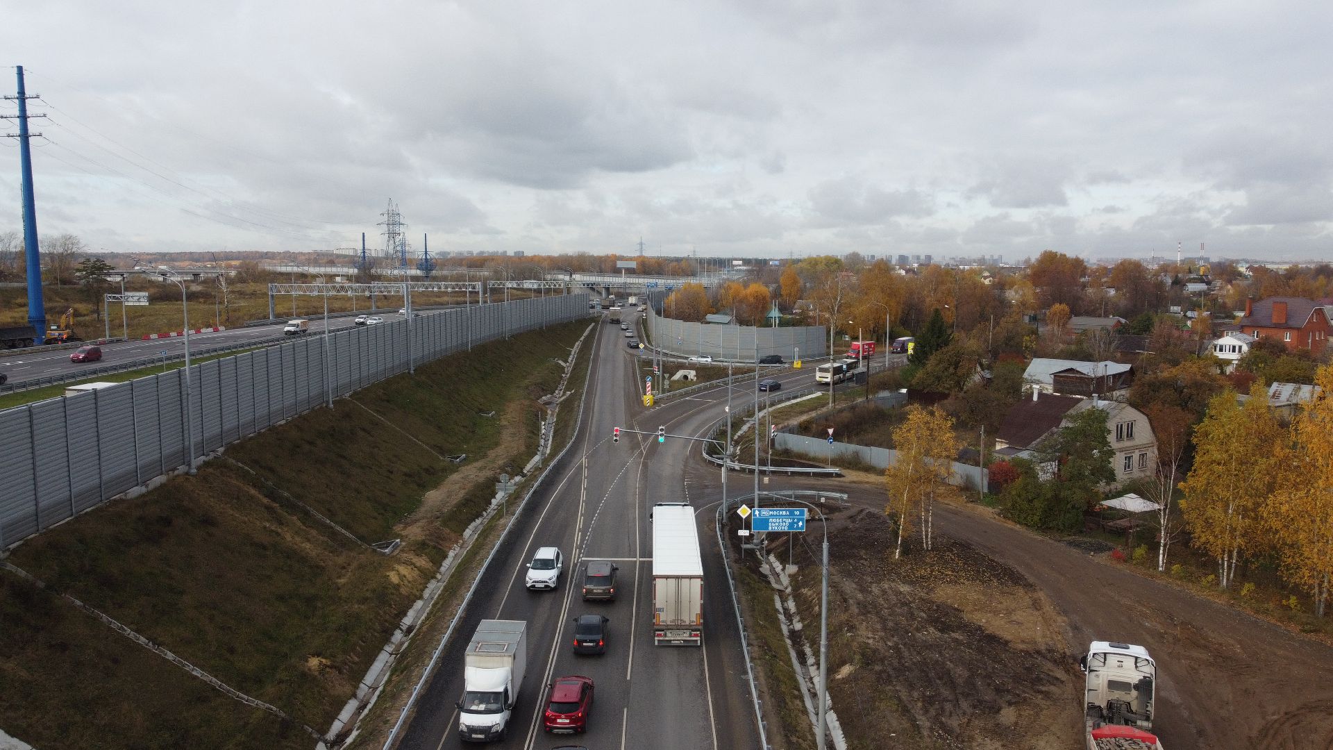 видео с коптера, строительство, дороги,