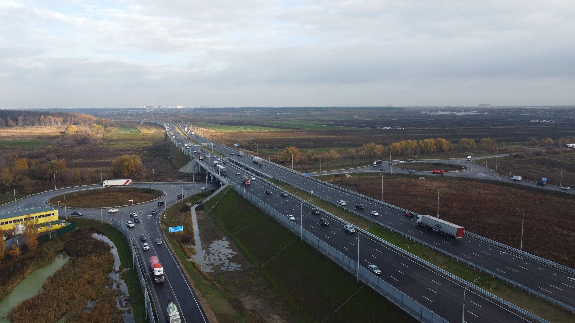 видео с коптера, строительство, дороги,