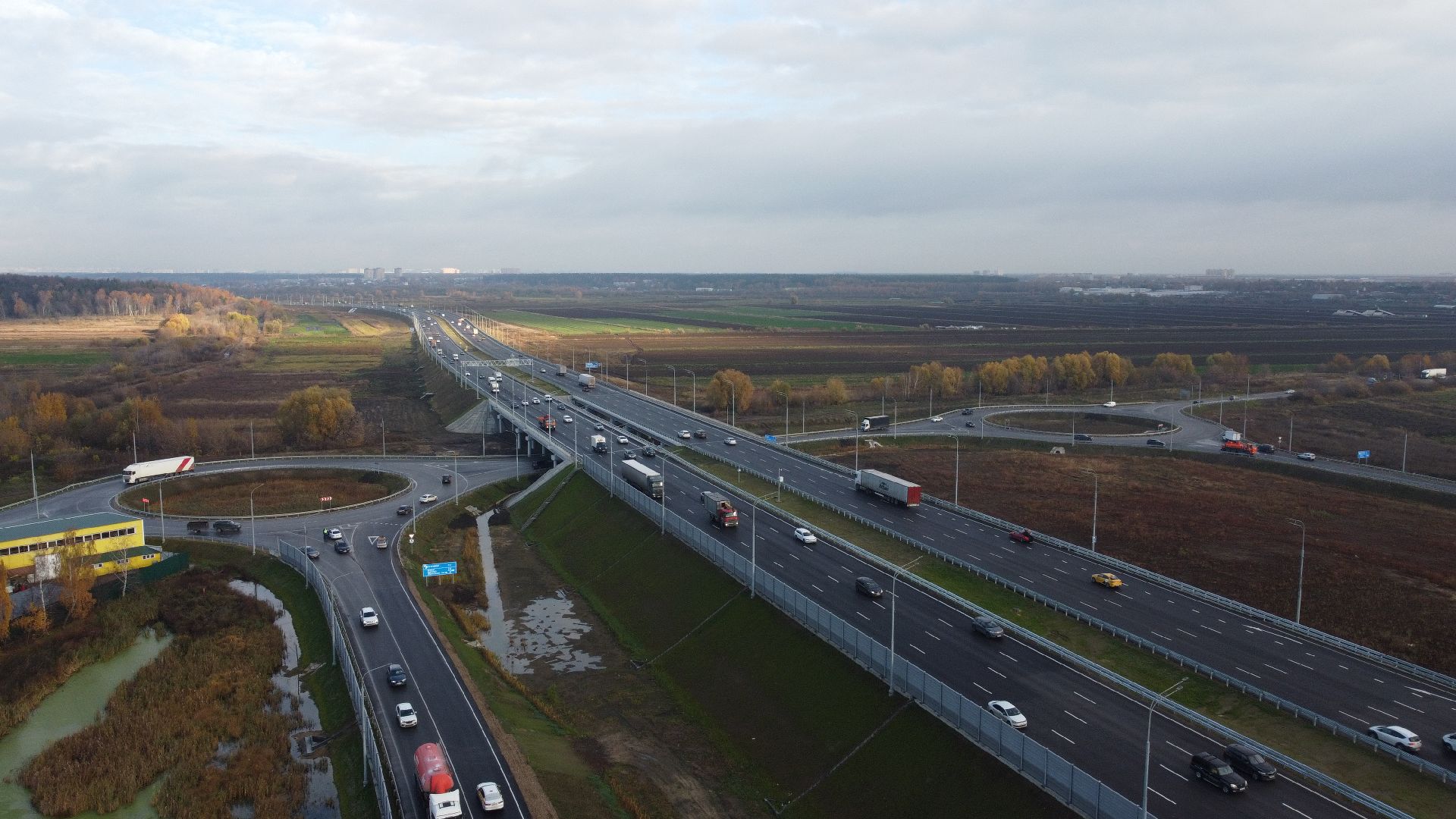видео с коптера, строительство, дороги,